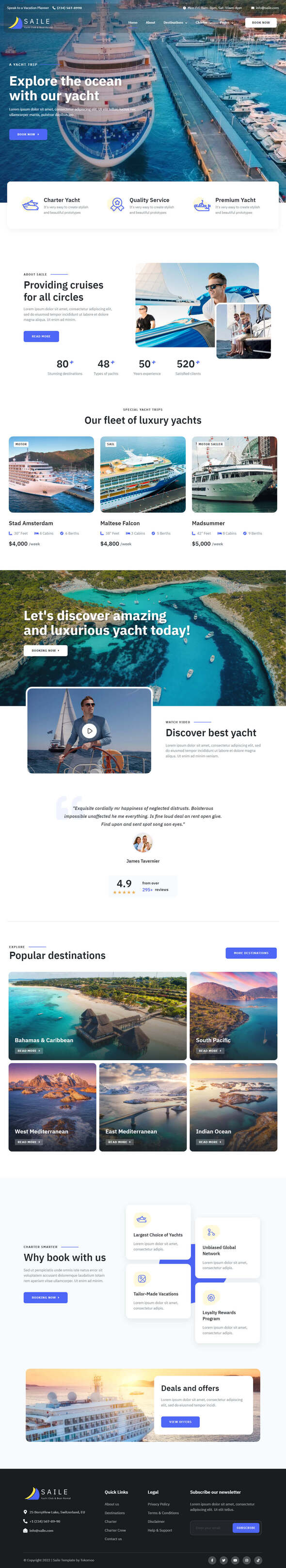 Saile | Yacht Club & Boat Rental Elementor Template Kit by tokomoo