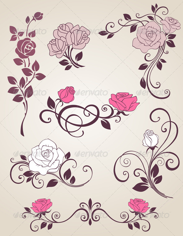 Decorative Roses - Flourishes / Swirls Decorative