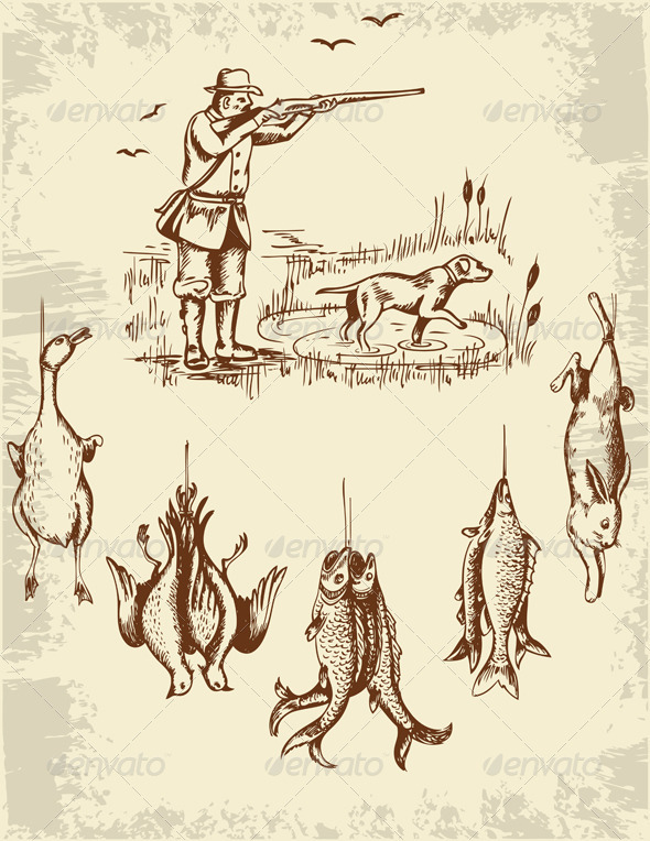 Hunter and Wild Animals - People Characters