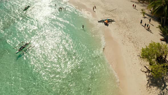 Torpical Island with White Sandy Beach, Top View. alt