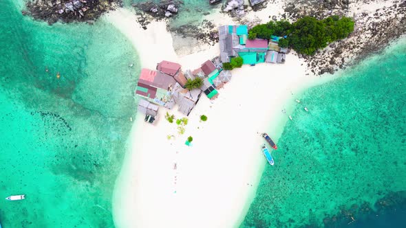 Aerial view of drone, Scene of Beautiful nature Top view of White beach sand in summer day, Seawater alt