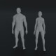 Male and Female Body Base Mesh Animated and Rigged 3D Model 10k Polygons