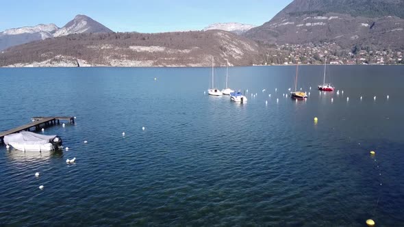 Panoramic Aerial View of Chateau De Duingt on Annecy Lake, France