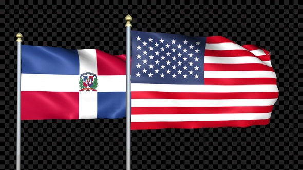 Dominican Republic And United States Two Countries Flags Waving alt