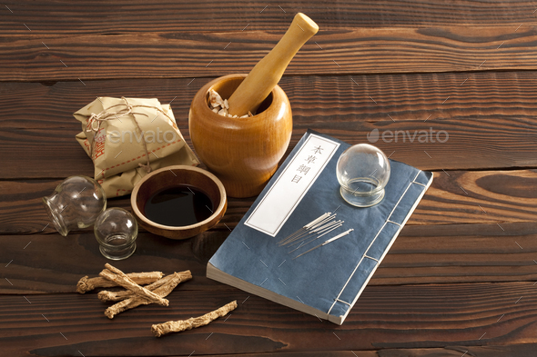 Chinese medical herbs and medical instruments
