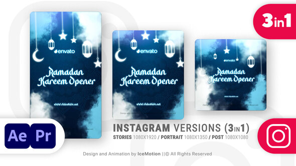 Instagram Ramadan Kareem Intro || Ramadan Opener Titles (3 in 1)(MOGRT)