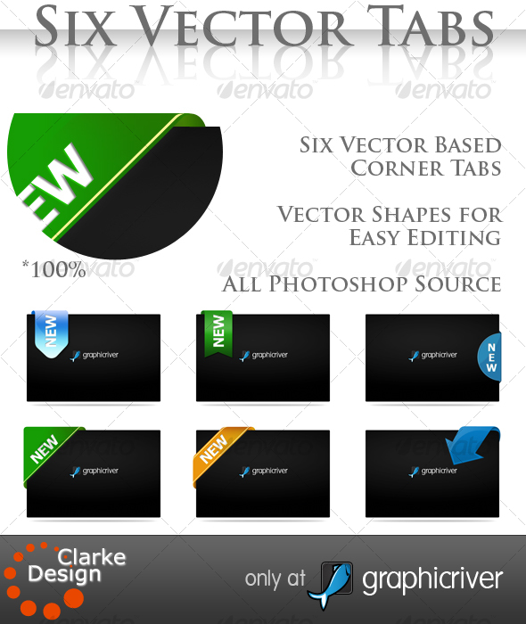 Six Vector Corner Tabs