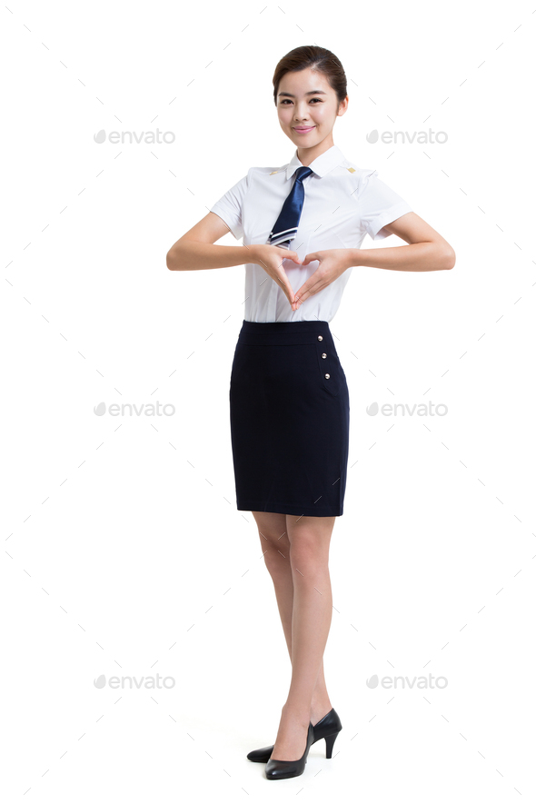 Portrait of smiling airline stewardess