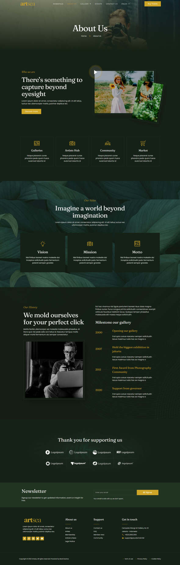 Artsea - Photography Art Gallery Elementor Template Kit