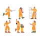 Set of Fire Fighters Male and Female Characters