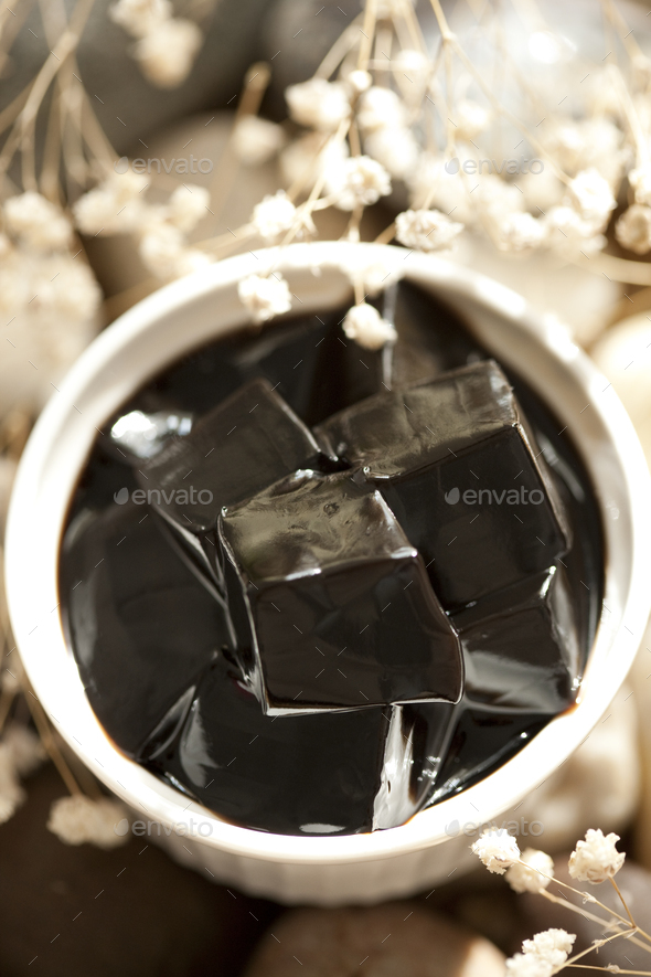 Chinese traditional food—tortoise herb jelly Stock Photo by bluejeanimages