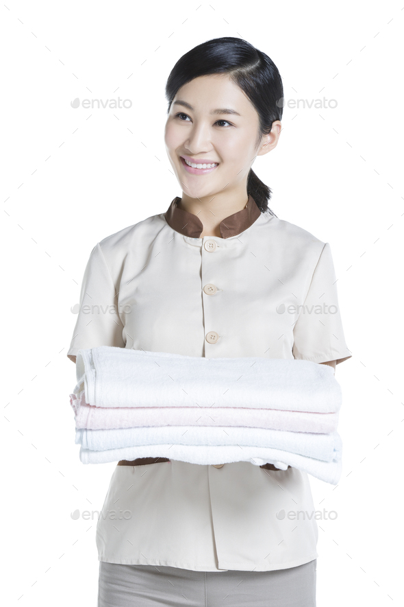 Domestic staff doing laundry
