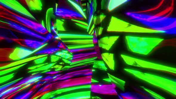 Distorted Psychedelic Abstract Warped Stained Glass Looping Background