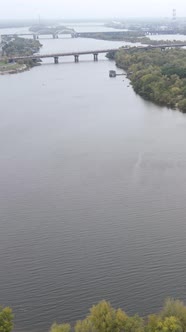 Vertical Video Aerial View of the Dnipro River  the Main River of Ukraine alt