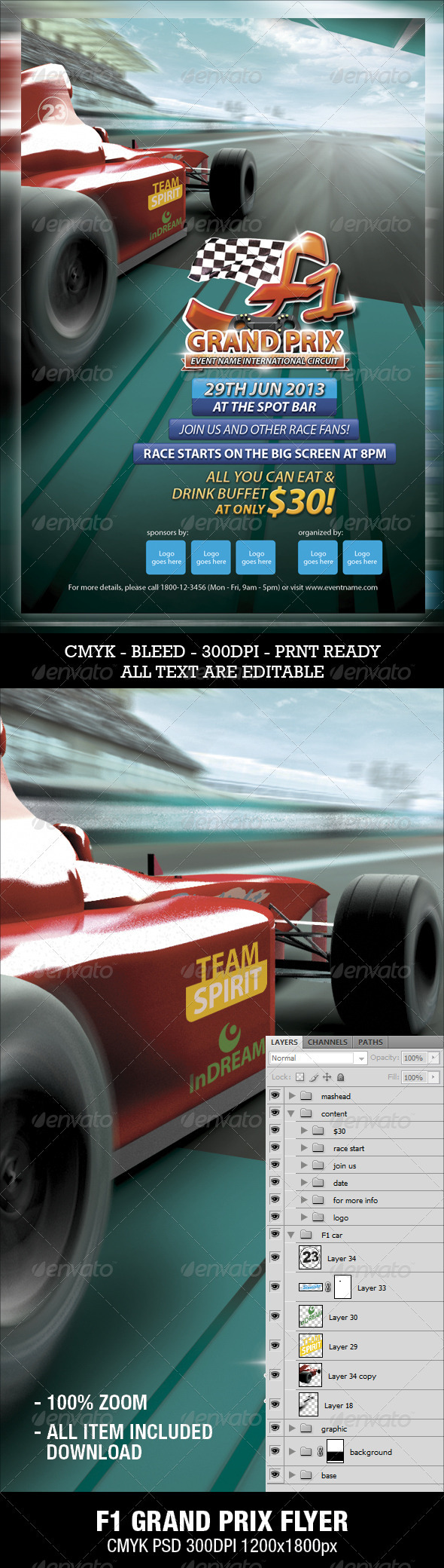 F1 Grand Prix Flyer - Sports Events