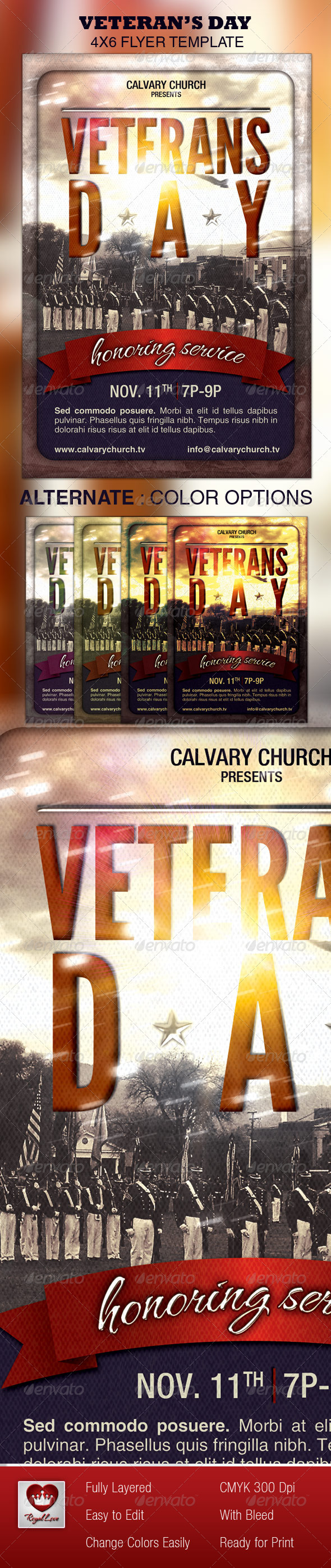 Veterans Day Church Flyer - Church Flyers