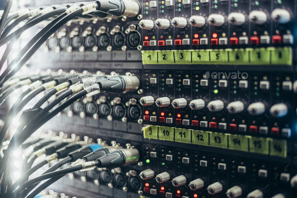 Recording studio gears in rack