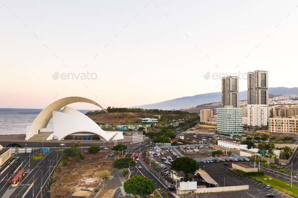 View from the height of the capital of Tenerife Santa Cruz de