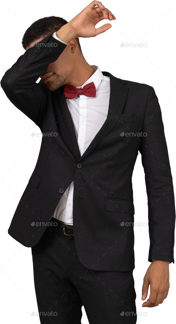 A Man Wearing A Black Suit And A Red Bow Tie Stock Photo By Icons8