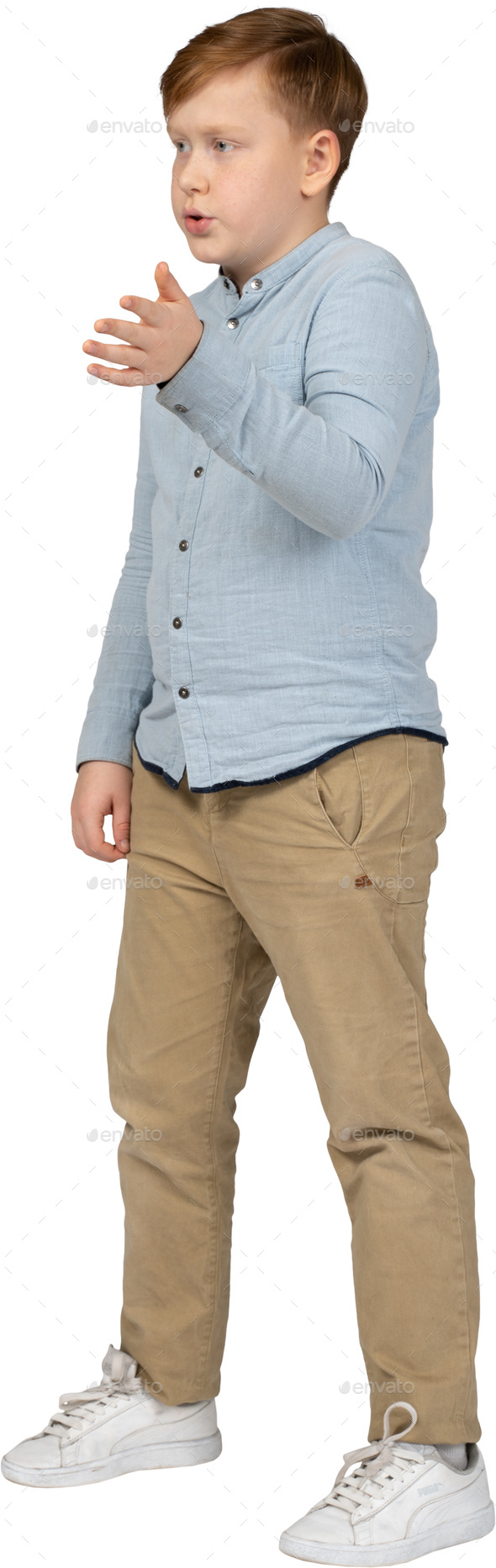 a young boy standing with his arms outstretched Stock Photo by Icons8