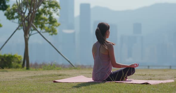 Woman do yoga at outdoor