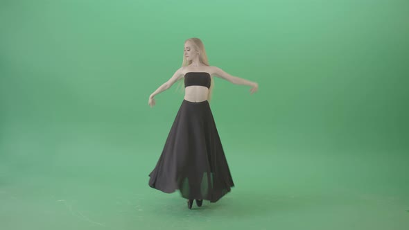 Dancing In The Shadow Spinning On The Green Screen Ballet Art By Dancing Girl 4 K Video Footage alt