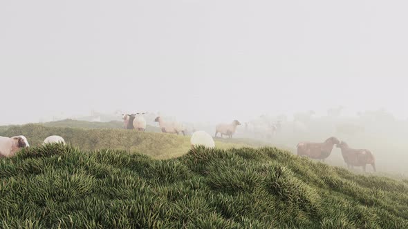 Sheep's In A Foggy Field