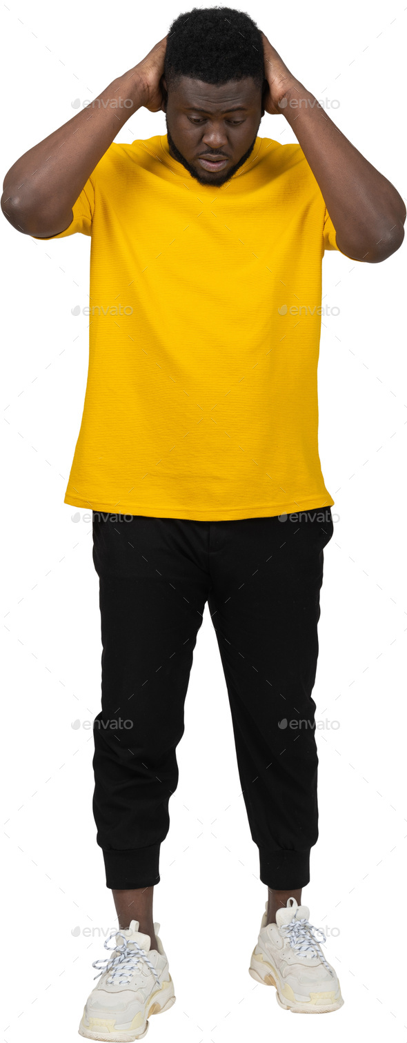 With dark color t shirt, backpack and black boots | Mens yellow pants, Mens  outfits, Yellow pants outfit