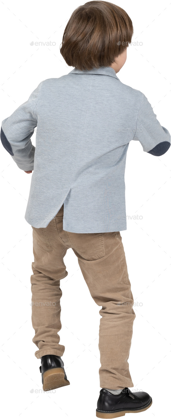 A Young Boy Wearing A Blue Shirt And Khaki Pants Stock Photo By Icons8