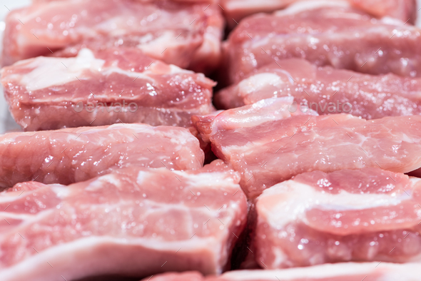 Close up pack raw pork rib - Stock Photo - Images