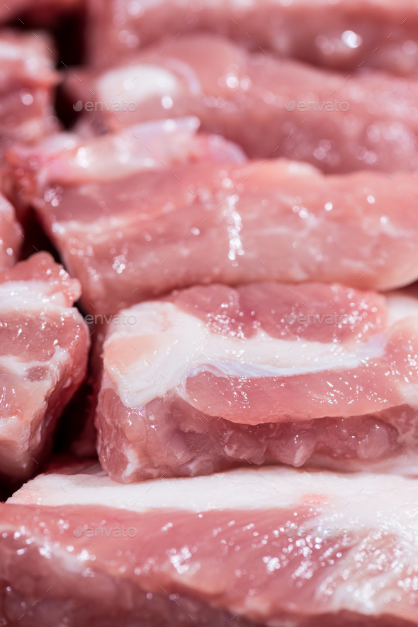 Close up pack raw pork rib - Stock Photo - Images