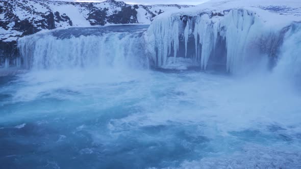 Iceland View Of Beautiful Godafoss Waterfall In Winter 2