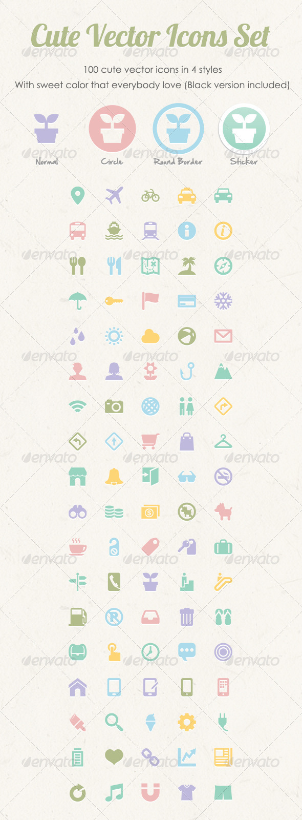 Cute Vector Icons Set by igolf | GraphicRiver