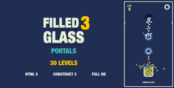 Filled Glass 3 Portals - HTML5 Game (Construct3)
