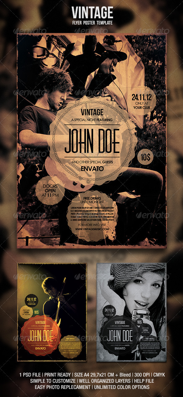 Vintage Flyer / Poster - Events Flyers