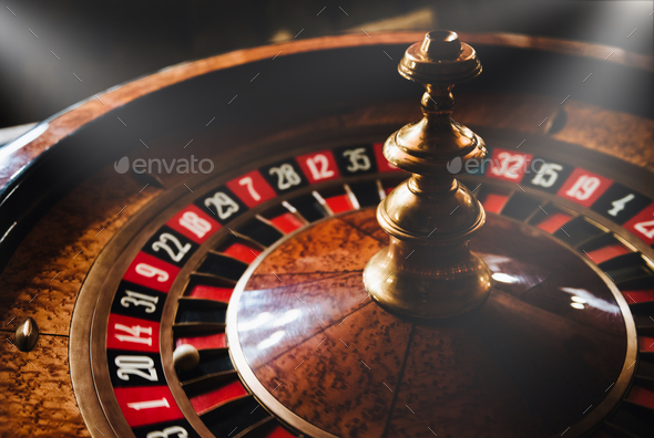 Casino roulette wheel. Risky game. Gambling and fortune concept. Entertainment and addiction
