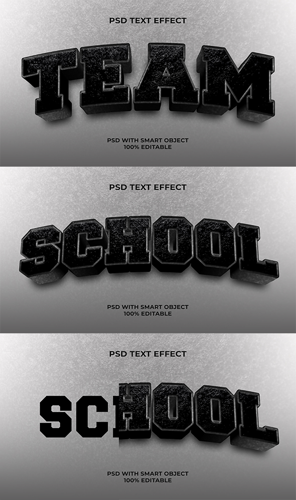 3D Text Effect Black Stone Style