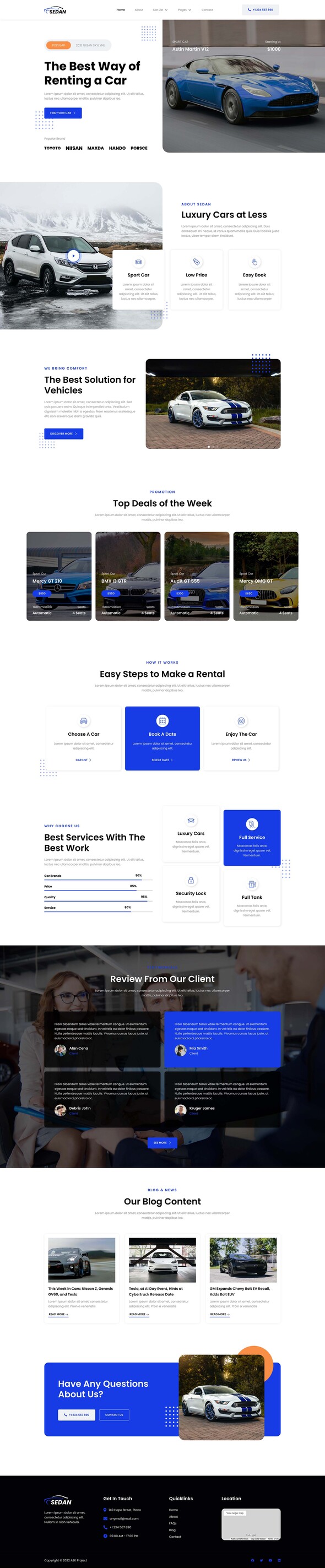 Sedan - Car Rental Elementor Template Kit