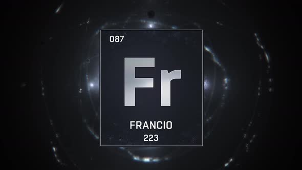 Francium as Element 87 of the Periodic Table on Silver Background in Spanish Language