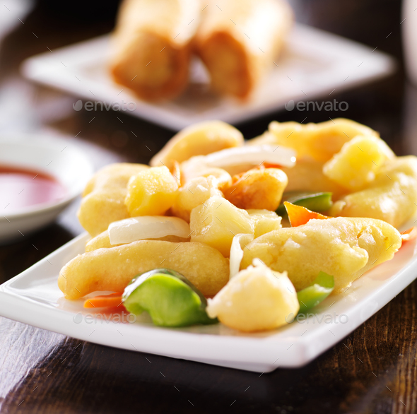 chinese sweet and sour chicken without sauce Stock Photo by joshua_resnick