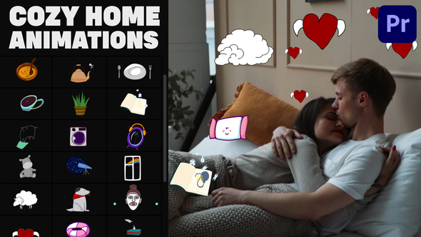 Cozy Home Stickers | Premiere Pro MOGRT