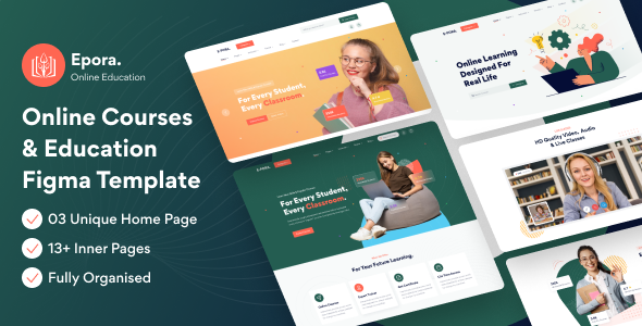 Epora - Online Courses & Education Figma Template