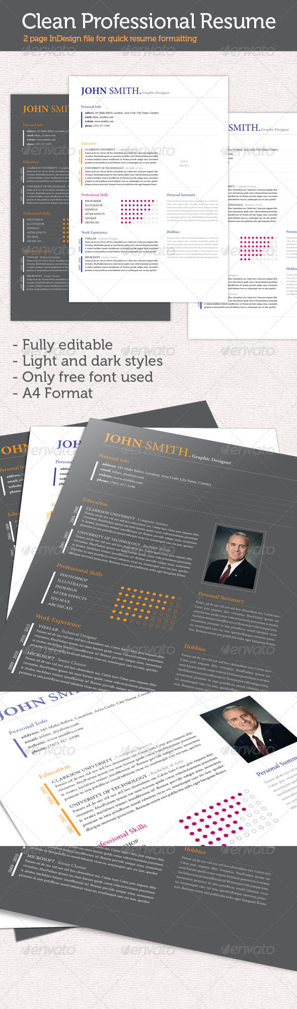 Clean Professional Resume/CV - Resumes Stationery