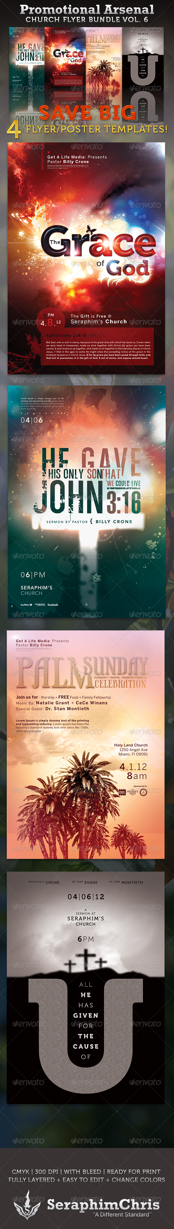 Promotional Arsenal Church Flyer Bundle 6 - Church Flyers