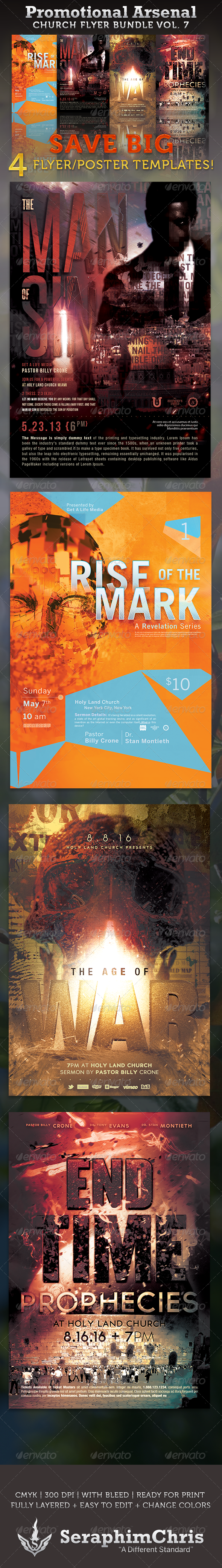 Promotional Arsenal Church Flyer Bundle 7 - Church Flyers