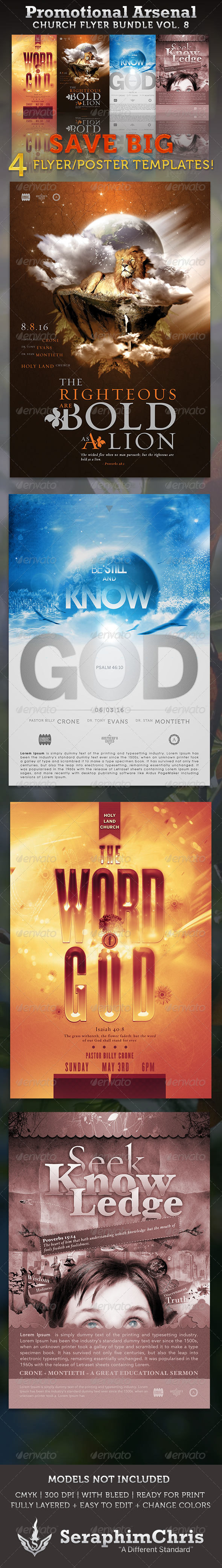 Promotional Arsenal Church Flyer Bundle 8 - Church Flyers