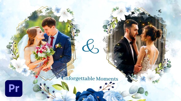 Watercolor and Floral Wedding Slideshow | MOGRT
