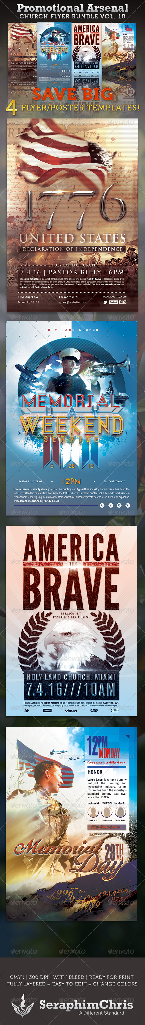 Promotional Arsenal Church Flyer Bundle 10 - Church Flyers