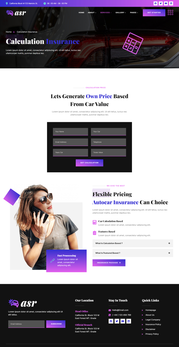 Asurance - Car Auto Insurance Protection Services Elementor Template Kit