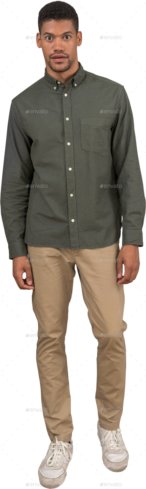 A guest wearing a military green shirt white pants cream and blue  News Photo  Getty Images